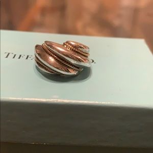 Tiffany & Co. Silver and gold dome swirl ring